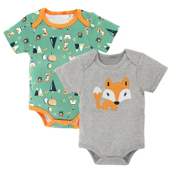 2020 Baby Chlapci Oblečenie Krátkym Rukávom Letné Bambusu Bavlnené Oblečenie 2 ks/set Fox Vytlačené Novonarodeného Chlapca Telo Oblečenie 0-12 mesiacov