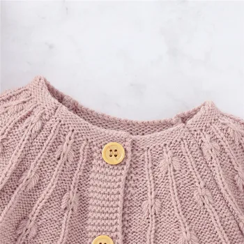 2020 Baby Girl Pletený Sveter Svetre Farbou Single-breasted Voľné Verzia Jar Topy, Svetre Oblečenie