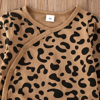2020 Baby Leta Leopard oblečenie set Dieťa Dieťa, Dievča, Chlapec, Dlhý Rukáv Šaty Tlačidlo Topy Legíny, Nohavice, 2 ks Oblečenie 0-18 M