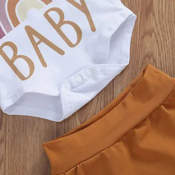 2020 Batoľa Detská Baby Girl Šaty Nastaviť Lete Krátky Rukáv Rainbow Kombinézu Prehrabať Šortky Oblečenie hlavový most Oblečenie 0-24M
