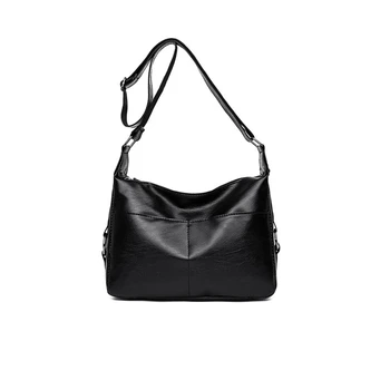 2020 bežné dámy Rameno Messenger taška PU koža mäkká taška crossbody taška jednoduché módne čierne a červené víno, kabelka