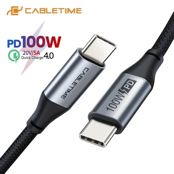 2020 CABLETIME PD 100W USB C na Typ-C Super nabíjací Kábel pre Huawei Mate 30 pro QC 4.0 PD kábel pre Matebook X Macbook Air C269