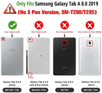 2020 Coque pre Samsung Galaxy Tab 8.0 2019 SM-T290 T295 T297 Prípade, Otáčanie 360 Smart PU puzdro pre Samsung Tab 8.0 T290 Kryt