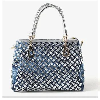 2020 crossbody tašky pre ženy kožené kabelky luxusné kabelky ženy tašky dizajnér denim Kryštál Diamantu tote bag vak, hlavný