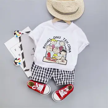 2020 Deti Letné Bavlnené Oblečenie Baby Boy Girl Karikatúra Tlače O-Neck T Shirt Šortky 2ks/súpravy Dojčenská Dieťa, Batoľa, Tepláky