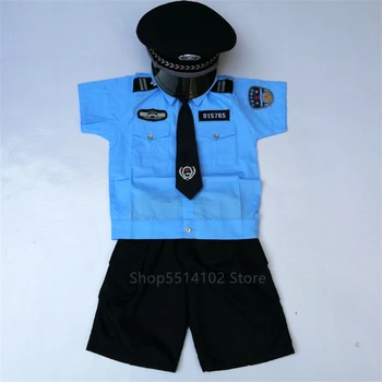 2020 Deti Návštevnosť Policajný Dôstojník Vojenskej Cosplay Kostýmy Chlapci Dievčatá Karneval Party Školy Tím Fáze Výkonu Uniformy Sady