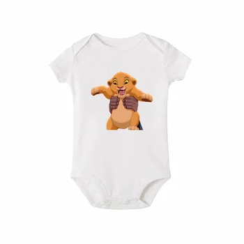 2020 Dieťa Novorodenec Kombinézach Dieťa Roztomilý Simba Cartoon Lion King Tlač Krátky Rukáv Romper Jumpsuit Oblečenie Chlapci Dievčatá Oblečenie