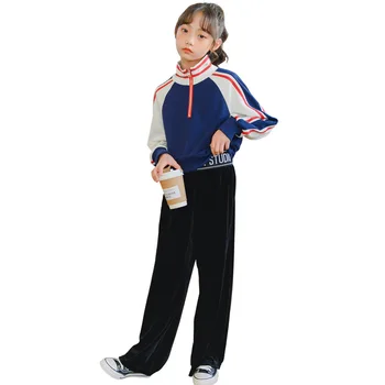 2020 Dospievajúcich Dievčat, Kórejský Štýl Mikina Deti Nové Jesenné Oblečenie Pre Deti, Dievčatá, Bavlna Patchwork, Mikiny Móda, #9202