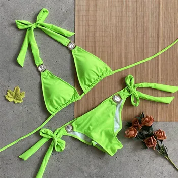 2020 Drahokamu Plavky, Bikiny Žien Kryštál Diamantu Bikini Set s uväzovaním za Obväz Krajky-up Plavky Žena Luxusné Plávanie Oblek
