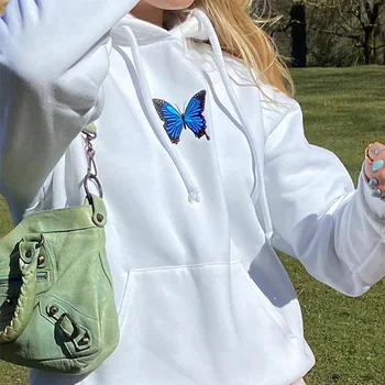 2020 dámskej Módy Dlhé rukávy Sveter Čerstvé Motýľ Vzor Voľné Mikina s Kapucňou na Jeseň Nový Jednoduchý Bežné Hoodies Topy