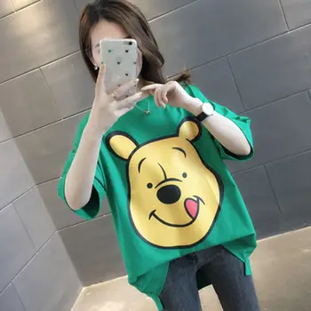 2020 dámy letné oblečenie tlač karikatúra psa bavlnené tričko okolo krku Harajuku kórejský hip-hop T-shirt ulici základný štýl top