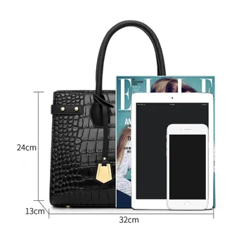 2020 Elegantné Veľké Kapsičky Luxusné Kabelky Ženy Tašky Dizajnér Veľkú Kapacitu Krokodíla Vzor Ramenný Crossbody Bag Vak, Hlavný