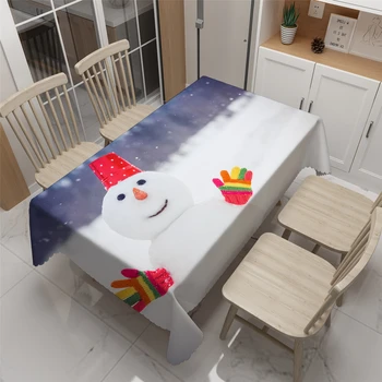 2020 HOT Dekorácie Obrus Biely Roztomilé Vianočné Snehuliak Vzor Zahustiť Umývateľný 3D obrus na Svadbu Nový Rok Party