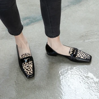 2020 jarné topánky ženy Leopard Originálne Kožené Topánky Ženy Patchwork Ženy Bytov Mokasíny Pohodlné členkové Topánky Pre Ženy