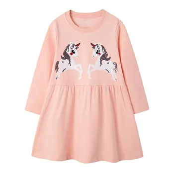 2020 Jednorožec Šaty Dievčatá Šaty Jeseň Oblečenie Vestidos Výšivky Sukienki Vestido Unicornio Deti Oblečenie Princezná Šaty, Fille