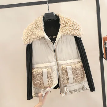 2020 jesenné a zimné nové dole bavlna vesta žena krátke študentské kórejský voľné baránok vlna šitie bavlna bundy