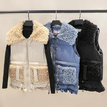 2020 jesenné a zimné nové dole bavlna vesta žena krátke študentské kórejský voľné baránok vlna šitie bavlna bundy