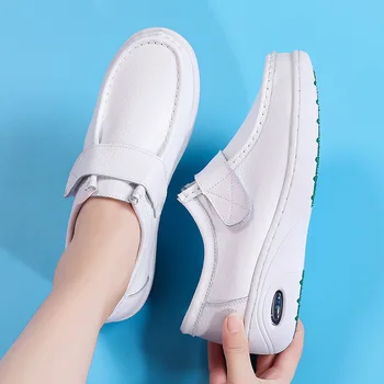 2020 jesenné a zimné nové módne bežné dospelých žien obuv zdravotná Sestra topánky biele ploché kožené módne biele topánky