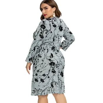 2020 jeseň dámske Plus Veľkosť Ročník tlače Šaty módne Dámske elegantné šaty Club