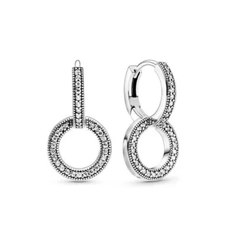 2020 Jeseň Nové 925 Sterling Silver Pripraviť Náušnice Obyčajný Dvojitý Strieborný Prsteň Náušnice Ženy Darček K Narodeninám Módne Šperky