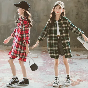 2020 Jeseň Nové Deti Oblečenie Kórejský Dospievajúce Dievčatá Dlhé Štýl Bavlna, Blúzky, Deti, Dievčatá, Koberčeky Bežné, Blúzky, Móda, #1055