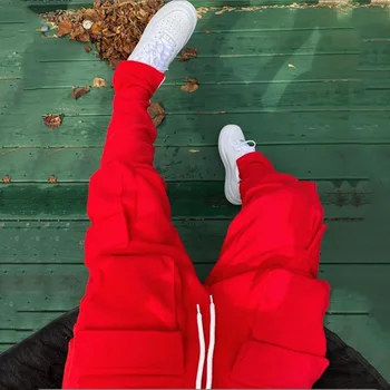 2020 Jeseň zima Hot Štýl Nohavice Nové Muži Móda Multi-vrecko Joggers Bežné Nohavice Hip-Hop 8 farba Spojov Teplé nohavice Sweatpa