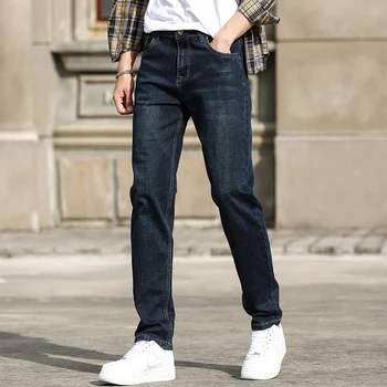 2020 jeseň zima nové pánske džínsy vysoko kvalitnej bavlny strečové tkaniny klasický štýl rovno slim modré, čierne džínsy mužov značky