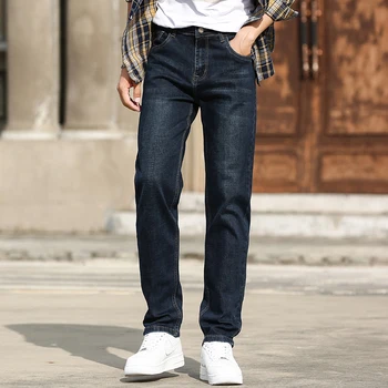 2020 jeseň zima nové pánske džínsy vysoko kvalitnej bavlny strečové tkaniny klasický štýl rovno slim modré, čierne džínsy mužov značky