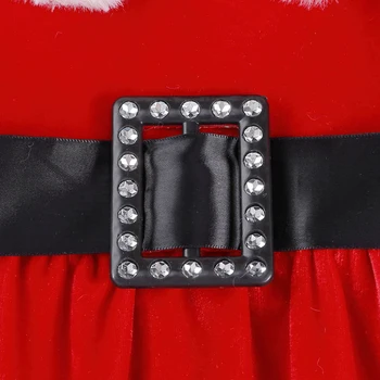 2020 Jeseň Zima Vianočné Dieťa Dievča Červené Šaty Princezná Prehrabať Rukáv Plyšové Patchwork Vianoce Klope Šaty A-line Oblečenie