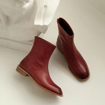 2020 Jeseň Zimného Čiernych Retro Chelsea Topánky pre Ženy Priedušná Originálne Kožené Krátke Plyšové Vybojovať Dizajn Dámske Členkové Topánky