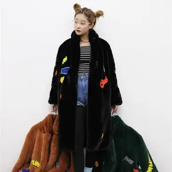 2020 kórejská Verzia Nového Imitácia Králik Kožušinový Kabát Voľné Kabát V Dlhodobom Odseku Veľké Veľkosti dámskej Módy Kabát