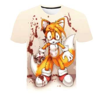 2020 Lete Chlapci Cartoon Sonic T Shirt Streetwear t-shirt 3D Tlačených Topy Chlapci ježko sonic Oblečenie pre Dospievajúce Deti Topy