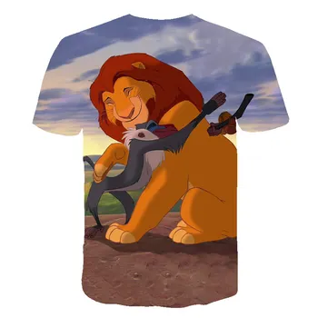 2020 Lete Roztomilý a Legrační detské Oblečenie T-shirt 3D animovaný Anime Lion King Chlapec Dievča T shirt O-Krku All-zápas Bežné Topy