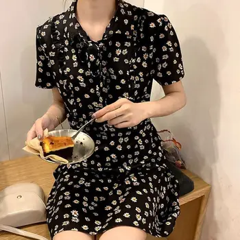 2020 Lete Roztomilý Mini Šaty Predaj Hot Ženy Kórejský Japonský Flhjlwoc Dizajn Preppy Štýl Motýlik Kvetinový Vintaege Retro Šaty
