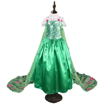 2020 Lete Zelené Elsa Šaty Dievčatá Cosplay Party Šaty Princezná Anna Halloween Kostýmy Vestidos pre Deti elza súbory na Šaty
