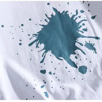 2020 Letné Kolo Krku Japonský-Krátke rukávy Muži T-shirt Trend Voľné Voľné Bežné Atramentové List Tlač Veľkých Chlapec Tees Topy