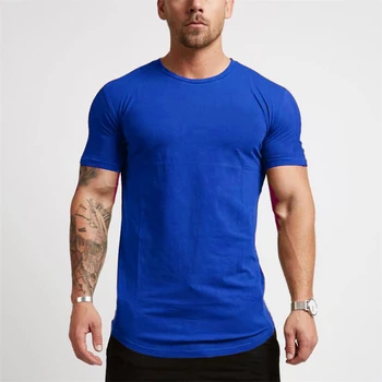 2020 Letné Módy Pevné Krátky Rukáv T Shirt Mužov Fitness Oblečenie Bavlnené O-krku Silm Nosenie Príležitostné Muži T-shirts plus veľkosť M-2XL