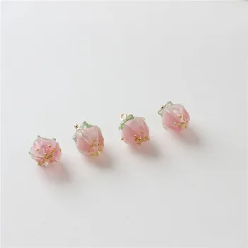 2020 Letné štýl 12pcs/veľa Ružová jahoda/kvety, bud tvar živice zobrazili kľúčové tlačidlá s vešiak diy šperky, náušnice príslušenstvo