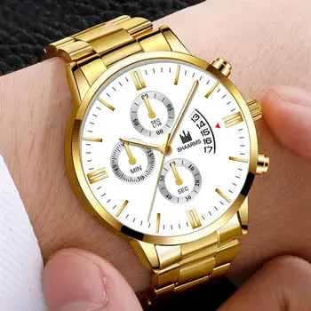 2020 luxusné pánske vojenské business quartz hodinky zlato z nerezovej ocele, remienok pánske hodinky dátum, kalendár muž hodiny Relogio Priame