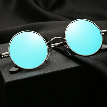 2020 MSETOUTM Polarizované slnečné Okuliare UV400 Kovové Nový Vzor, Classic Retro Punk Kruhové Značky Dizajnér Slnko Sklo 801-1