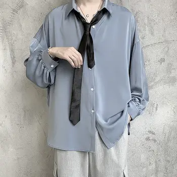2020 Mužov Poslať Kravatu Dlhé Rukávy Havajské Košele Camisa Masculina Streetwear Módne Oblečenie Biela/modrá/čierna Farba Dresov