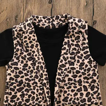 2020 Módne Deti Baby Girl Šaty Leopard 3ks Letné Oblečenie Black Topy Viest, Šortky Dieťa Dievča Súpravy Oblečenie 1-6Y