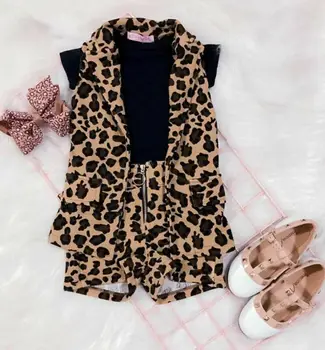 2020 Módne Deti Baby Girl Šaty Leopard 3ks Letné Oblečenie Black Topy Viest, Šortky Dieťa Dievča Súpravy Oblečenie 1-6Y