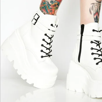2020 módne Gotický topánky ženy kliny topánky väčšia veľkosť platformy členková obuv na Vysokom Opätku zimné topánky, dámske obuv jeseň