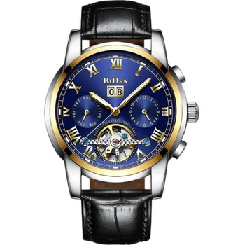 2020 módne, luxusné značky muži hodinky náramkové hodinky automatické hodinky z nerezovej ocele pravej kože