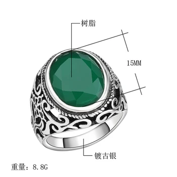 2020 Módne Prstene pre Mužov Kameň Antique Silver Farba Pokovovanie Krúžok pre Strany Vintage Šperky Prstene