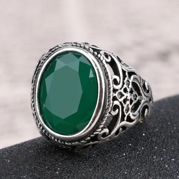 2020 Módne Prstene pre Mužov Kameň Antique Silver Farba Pokovovanie Krúžok pre Strany Vintage Šperky Prstene