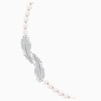 2020 Módne Šperky SWA Nový KRÁSNY NÁHRDELNÍK Krásne Trendy Pierko Crystal Pearl Crystal Ženské Romantické Šperky Darček