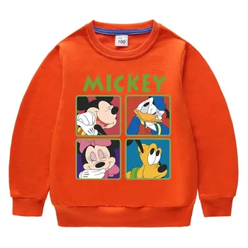 2020 New Mickey Mouse Mikina detská Mikina s Dlhým Rukávom Bavlna Dieťa Batoľa Cartoon Kolo Krku Spodnej Tričko