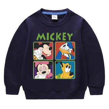 2020 New Mickey Mouse Mikina detská Mikina s Dlhým Rukávom Bavlna Dieťa Batoľa Cartoon Kolo Krku Spodnej Tričko